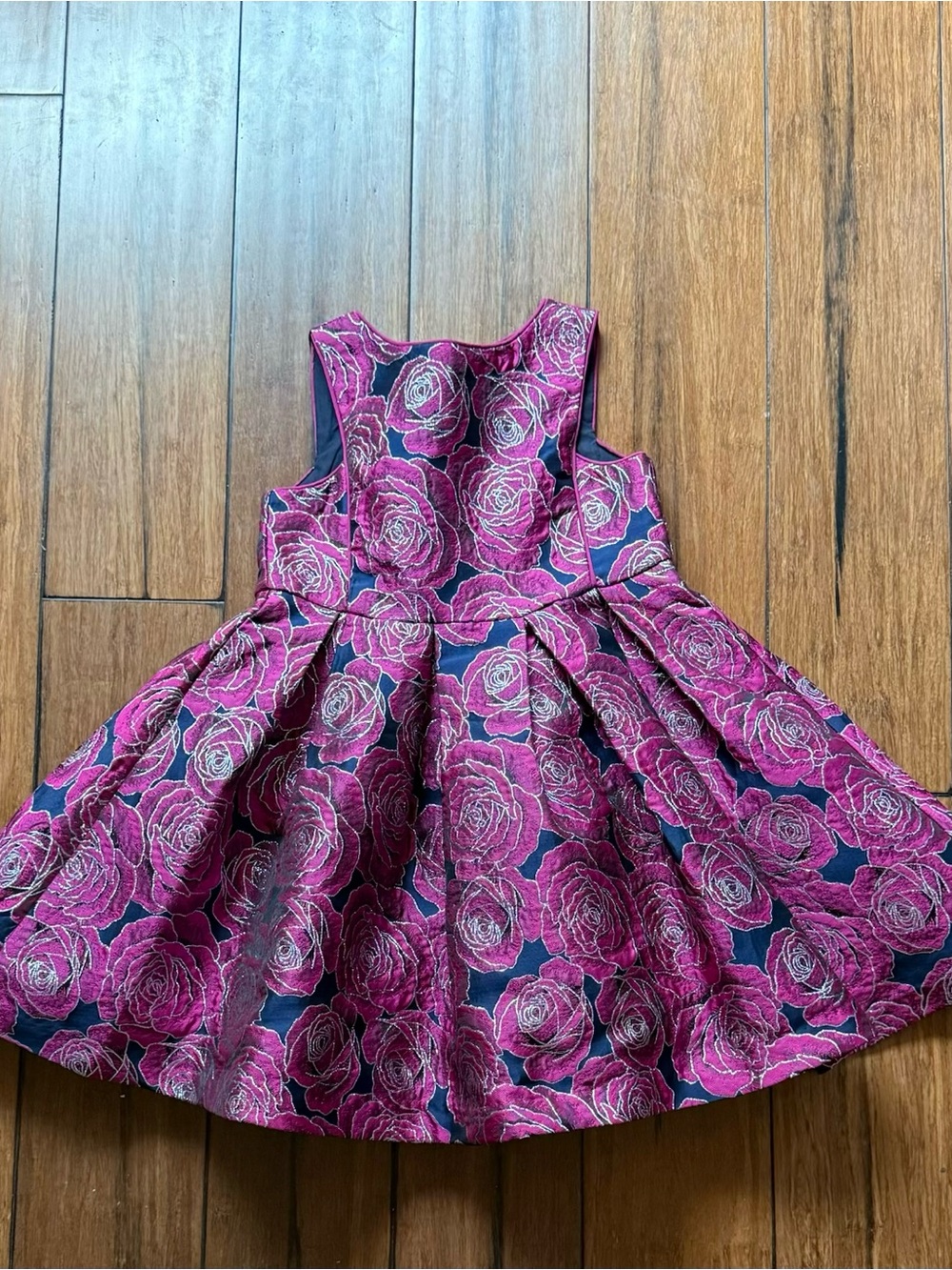 Girls Pink Floral Jacquard Dress